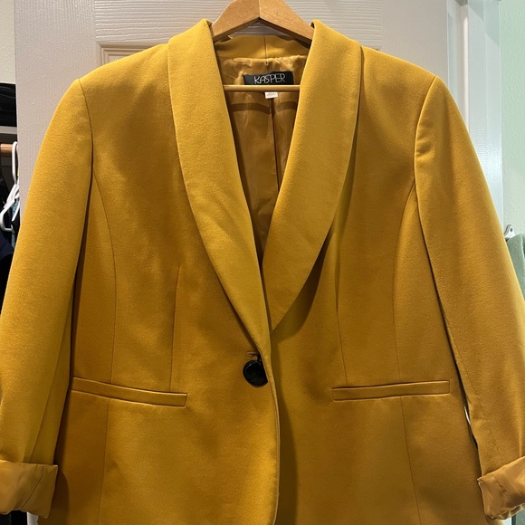 kasper-jackets-coats-kasper-yellow-velvet-blazer-with-notched